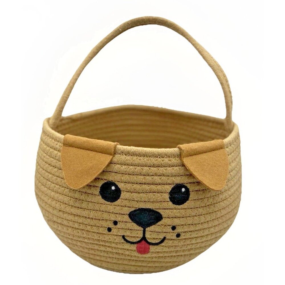 Wondertreats Dog Puppy Braided Cotton Basket With Handle Easter Spring Pet